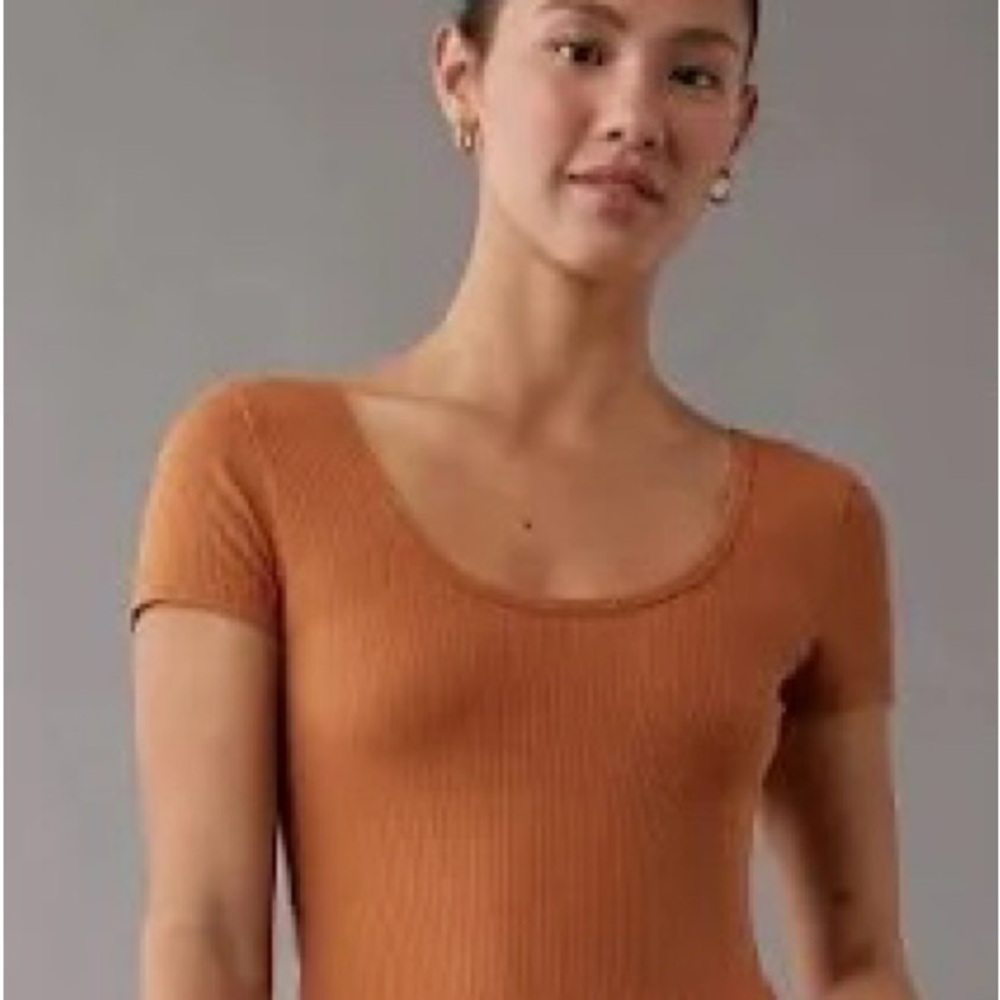 American Eagle Outfitters Burnt Orange Ribbed Top